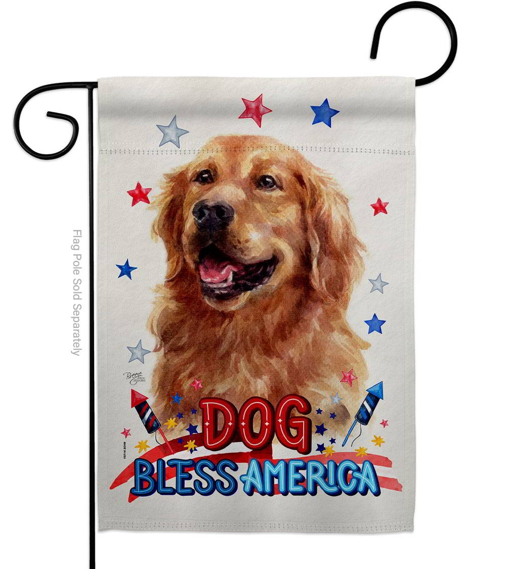 Patriotic Dark Golden Retriever Garden Flag