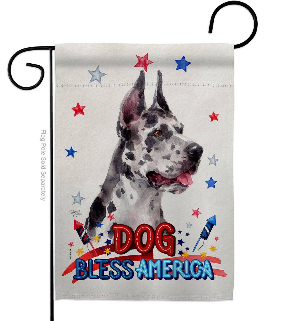 Patriotic Harlequin Great Dane Garden Flag