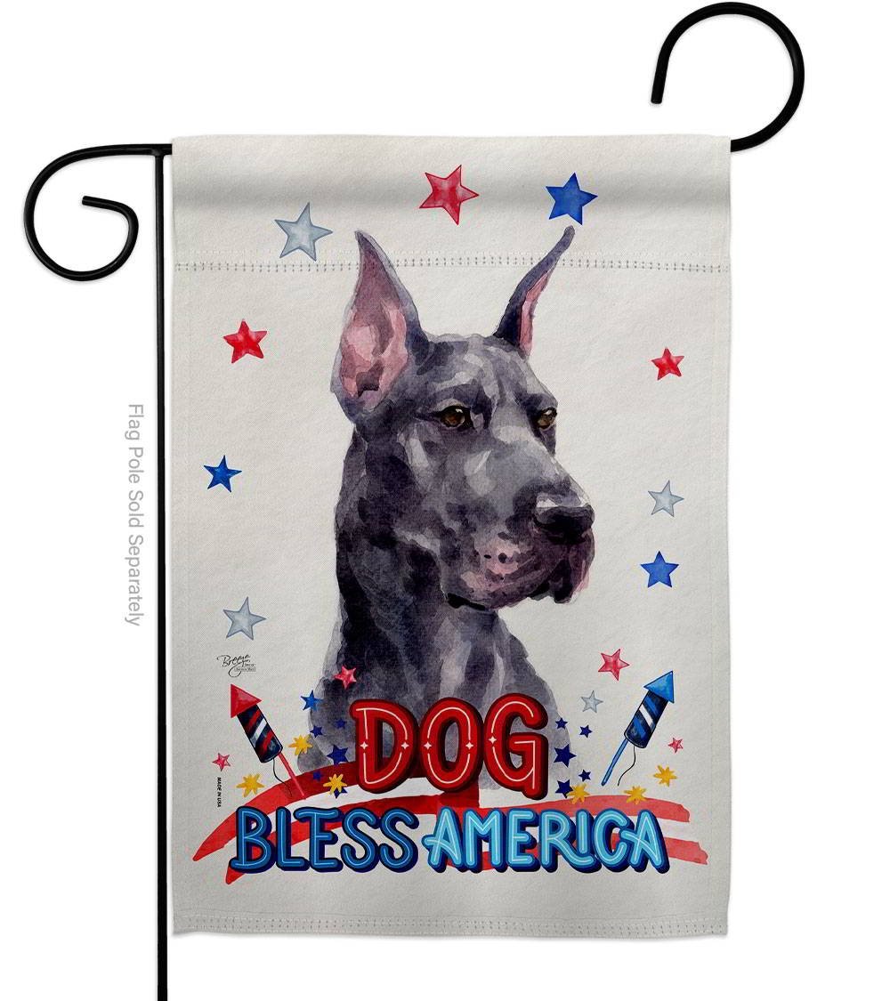 Patriotic Cropping Black Great Dane Garden Flag