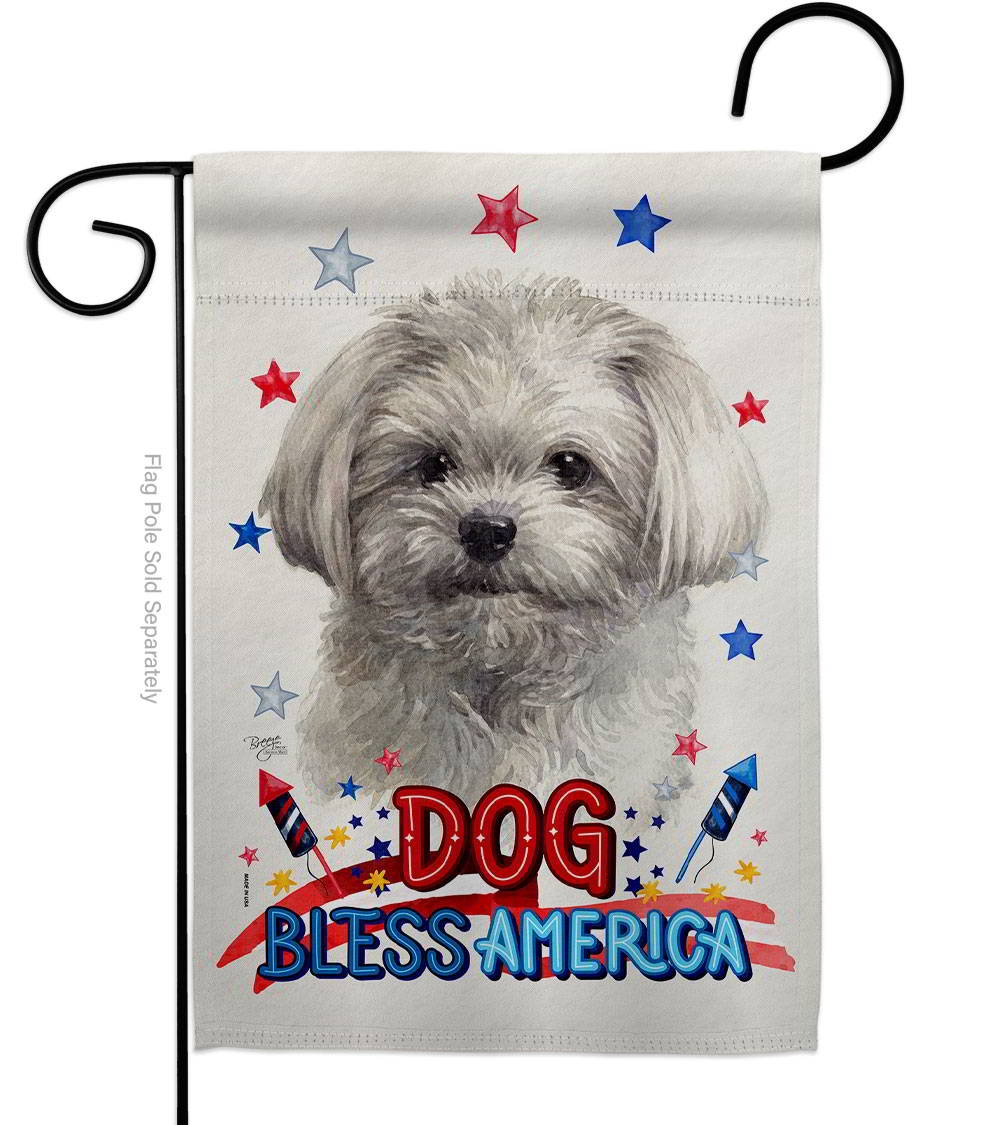 Patriotic Cute Maltese Garden Flag