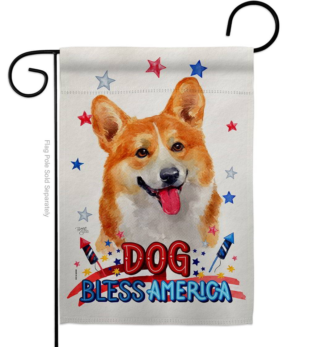 Patriotic Fawn Corgi Garden Flag