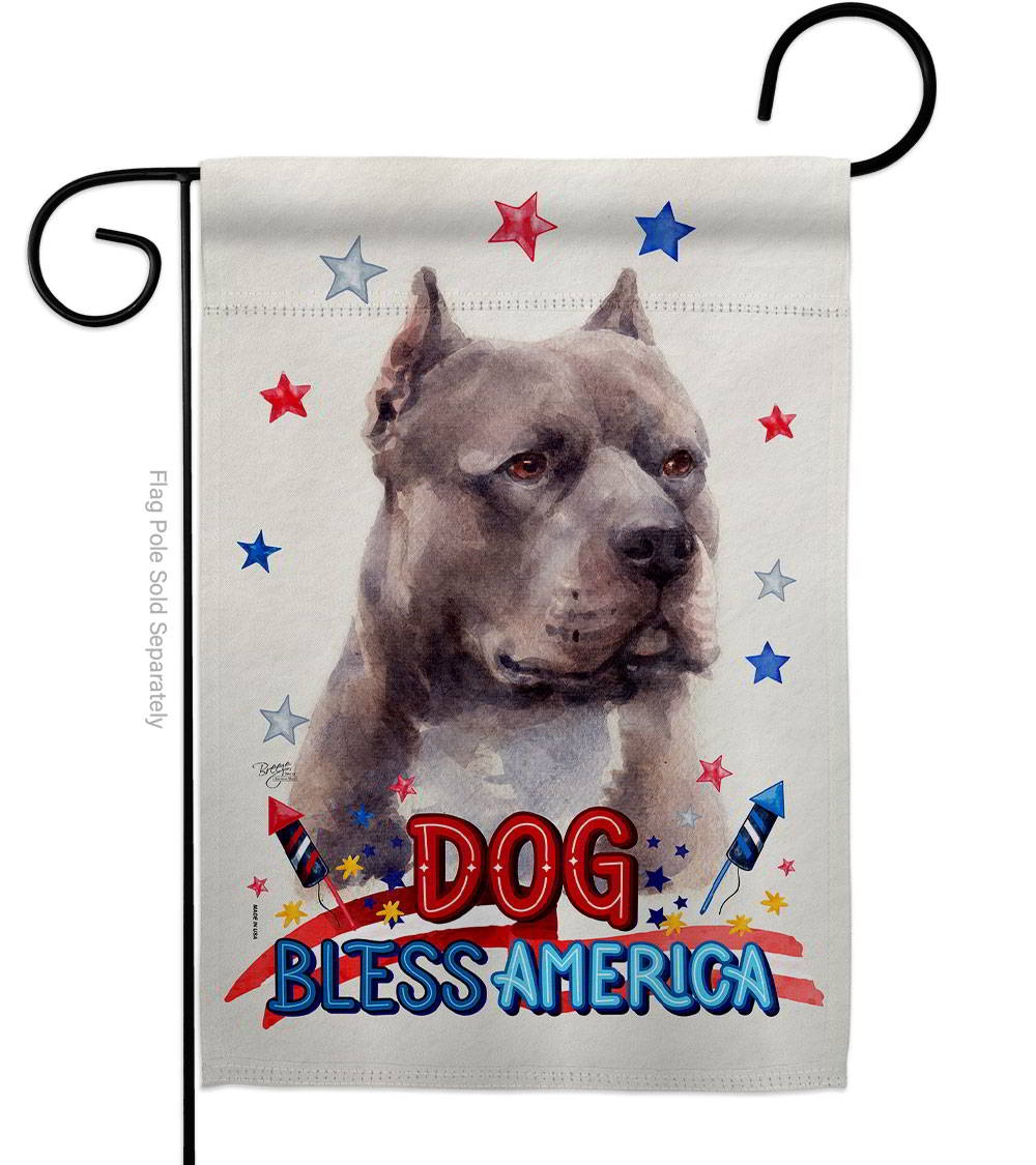 Patriotic Blue Pitbull Garden Flag