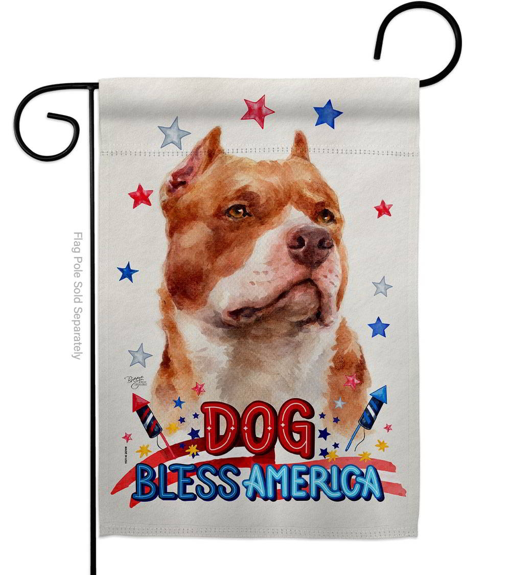 Patriotic Fawn Pitbull Garden Flag