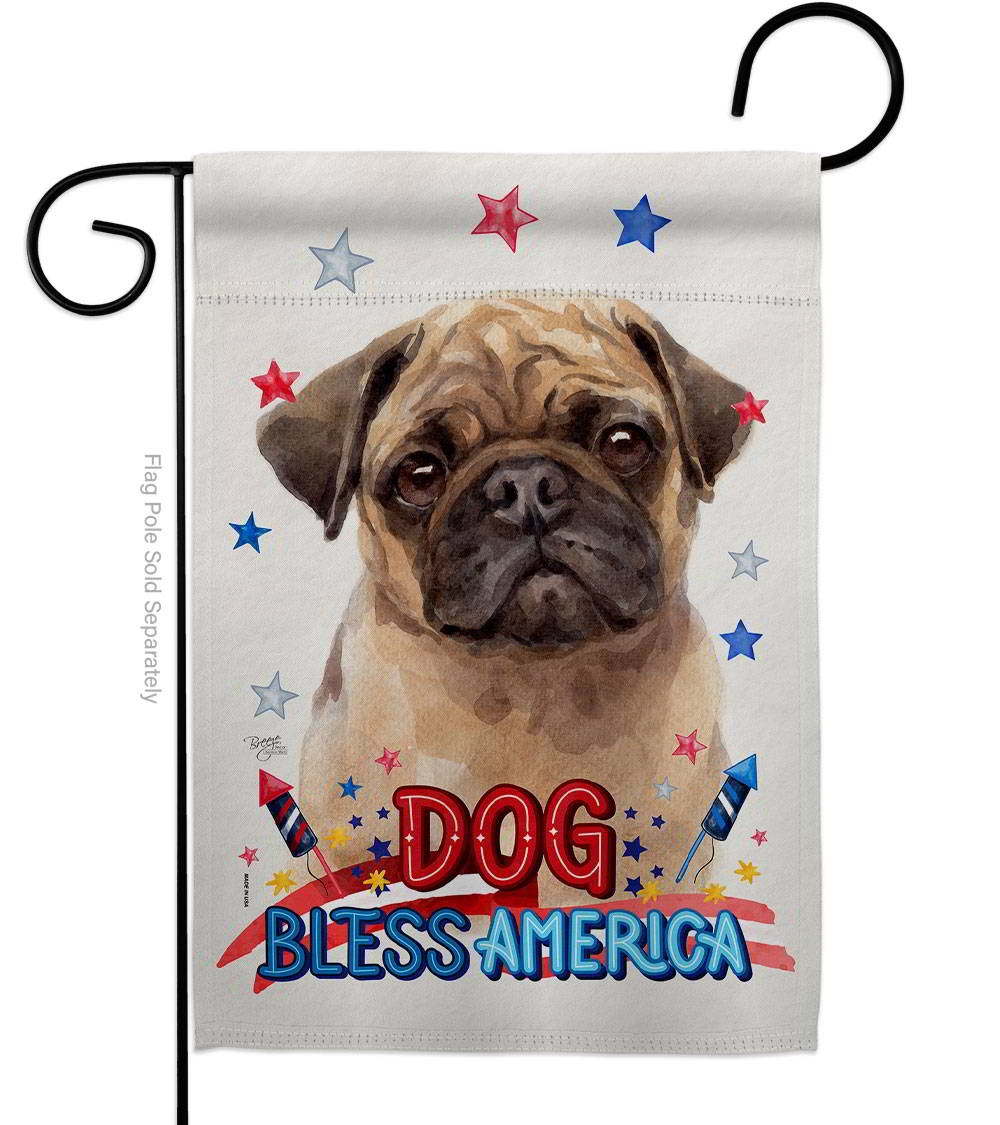 Patriotic Fawn Pug Garden Flag