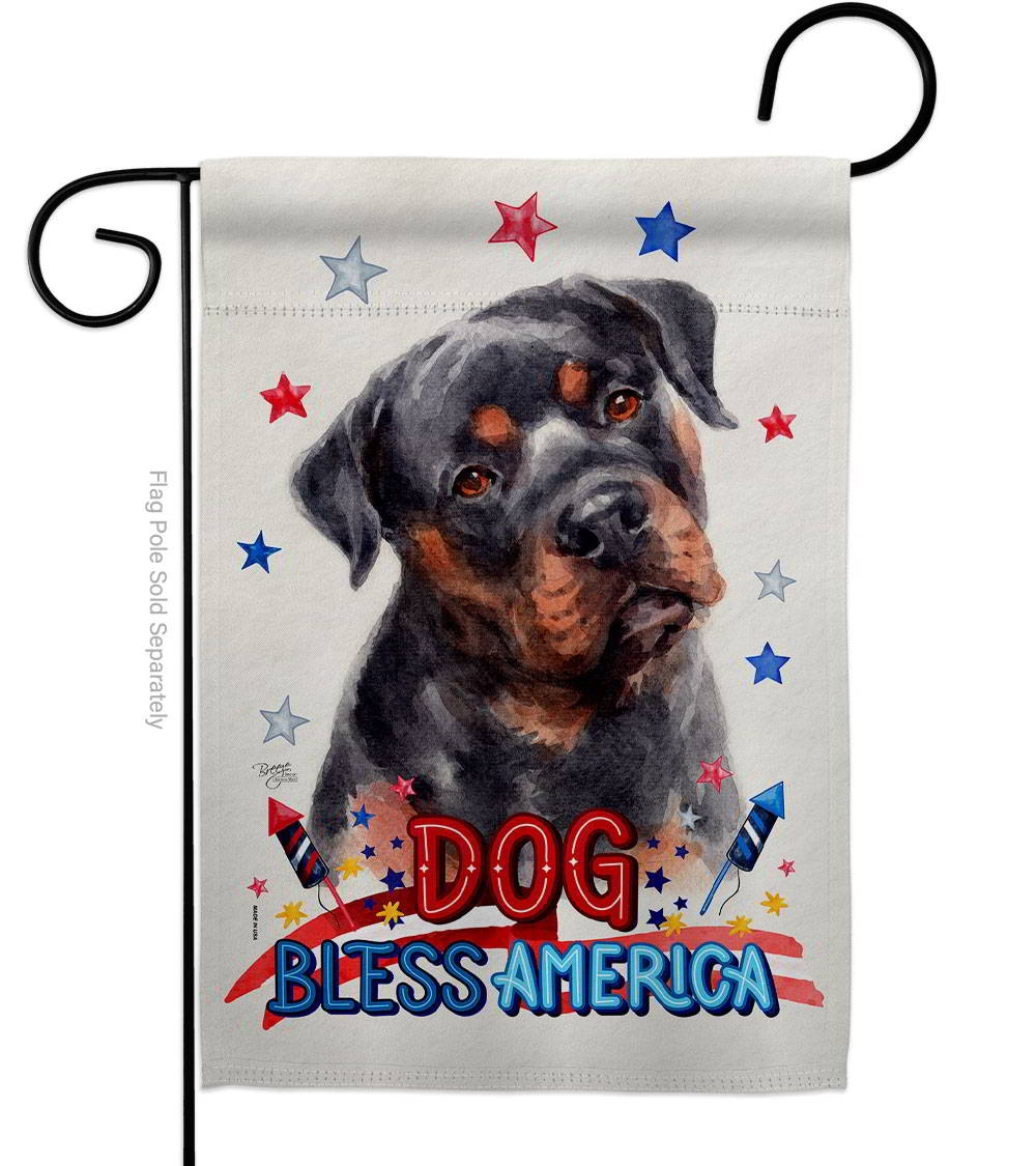 Patriotic Mahogany Rottweiler Garden Flag