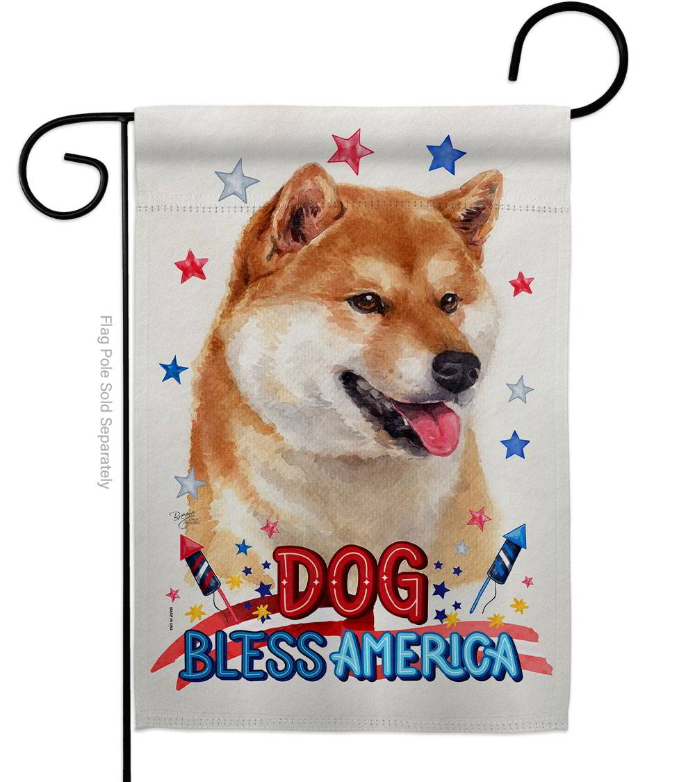 Patriotic Sesame Shiba Inu Garden Flag