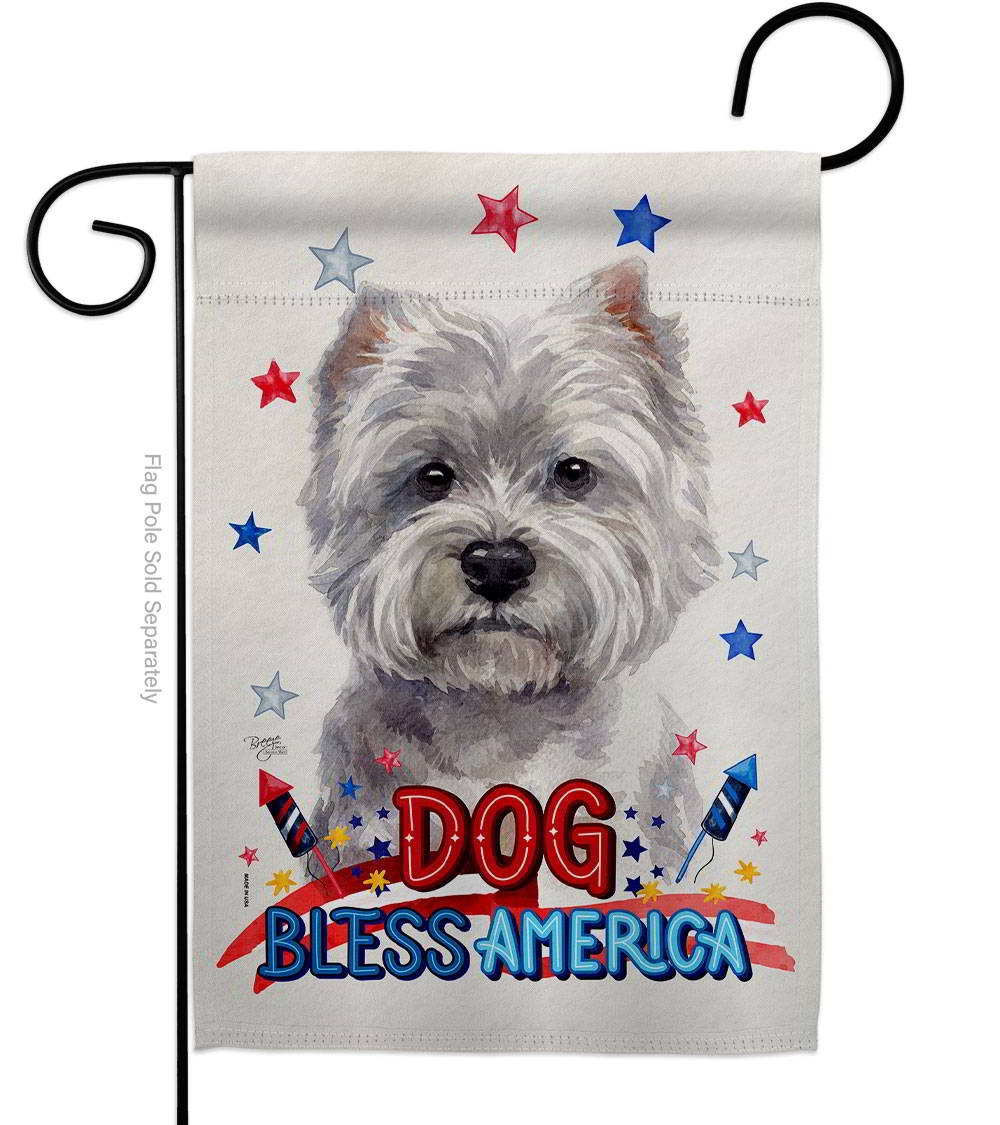 Patriotic White Westie Garden Flag