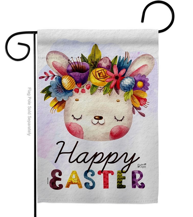 Happy Bunny Decorative Garden Flag