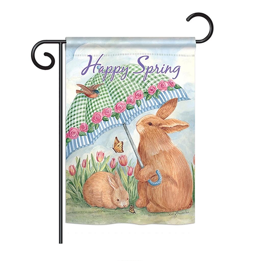 Bunnies With Umbrella Garden Flag