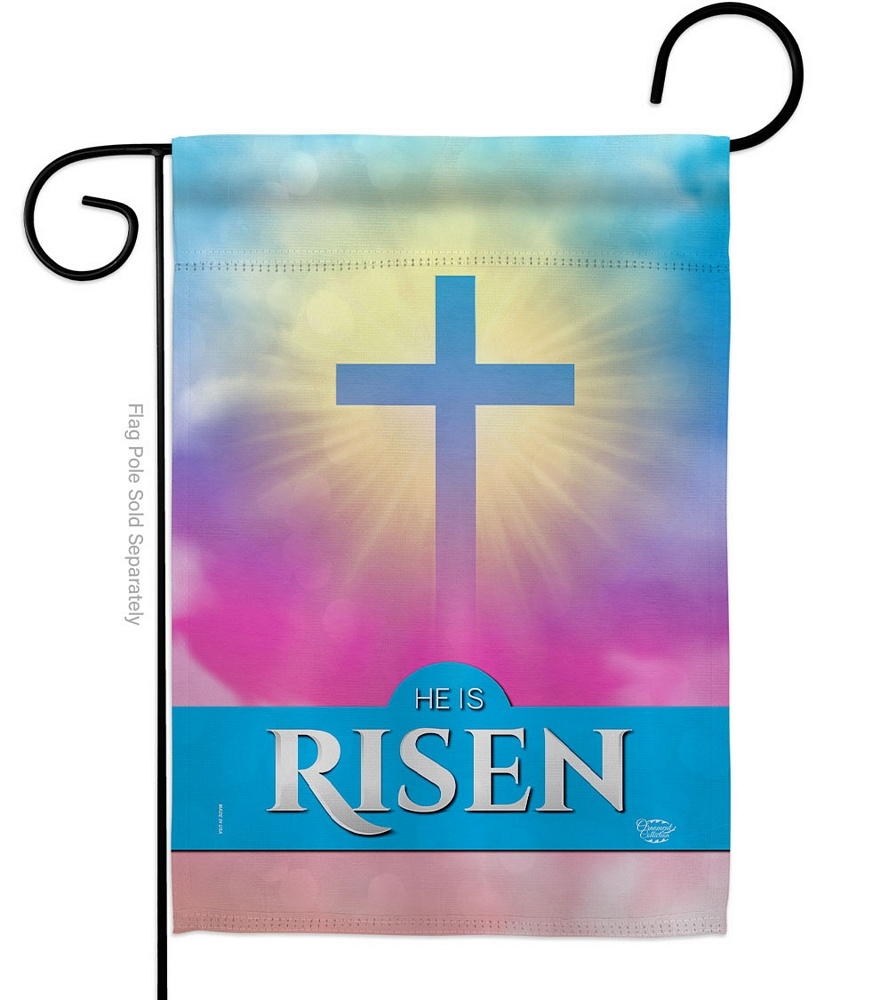 He Is Risen Cross Decorative Garden Flag