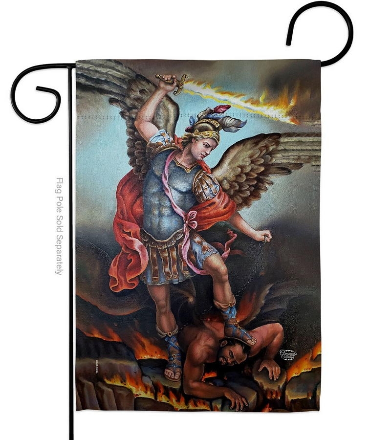 St. Michael Vanquishing Satan Garden Flag