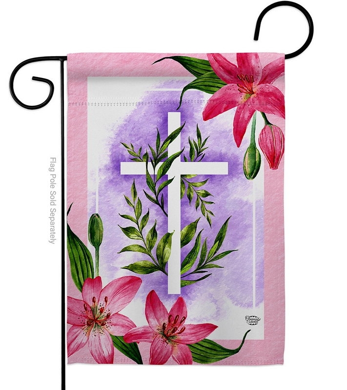 Lilies Cross Garden Flag