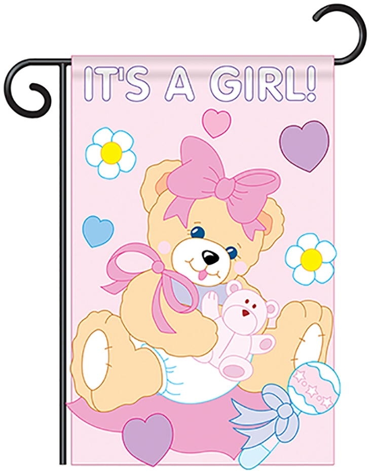 It\'s a Girl Applique Garden Flag