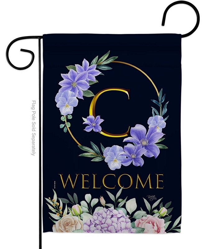 Welcome C Monogram Garden Flag