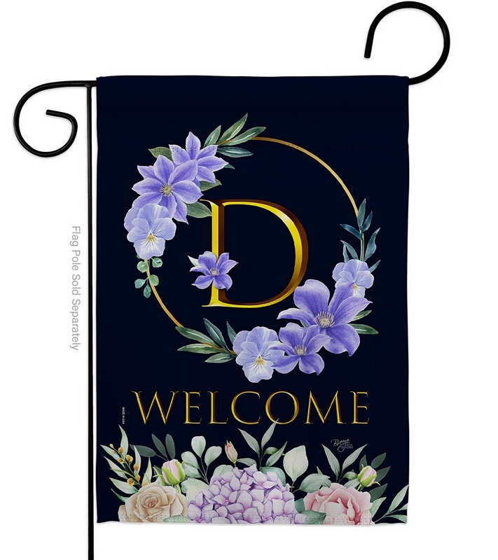 Welcome D Monogram Garden Flag