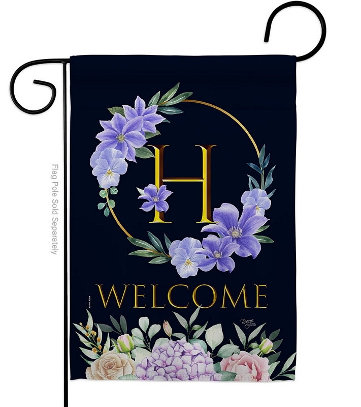 Welcome H Monogram Garden Flag