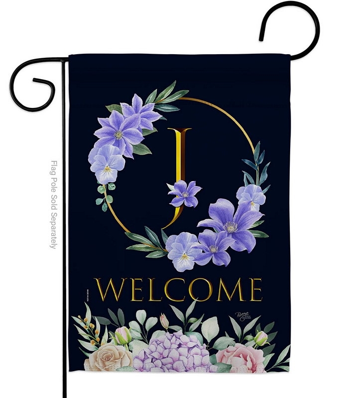 Welcome J Monogram Garden Flag