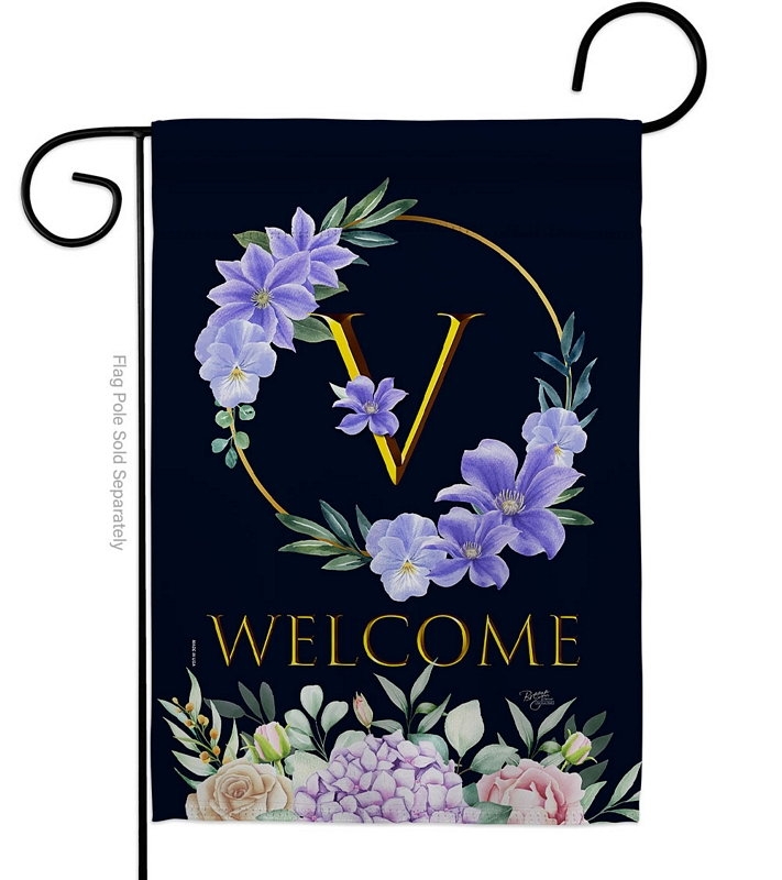 Welcome V Monogram Garden Flag