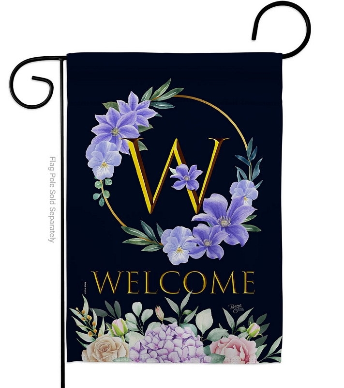 Welcome W Monogram Garden Flag