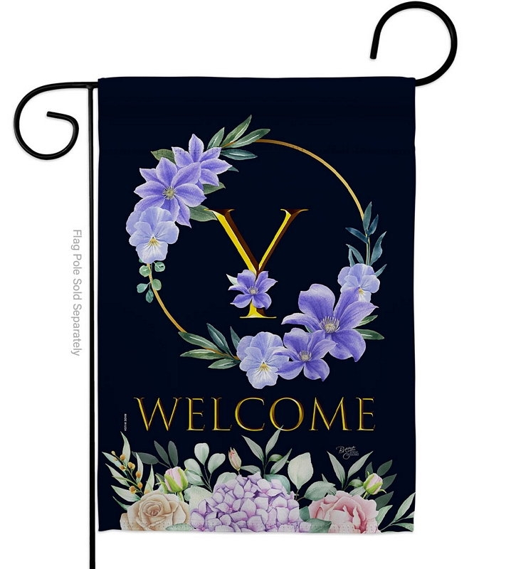 Welcome Y Monogram Garden Flag