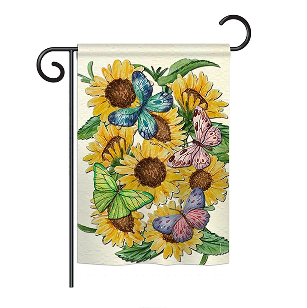 Butterflies On Sunflower Garden Flag