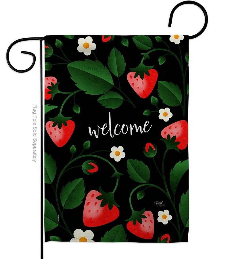 Welcome Strawberries Decorative Garden Flag