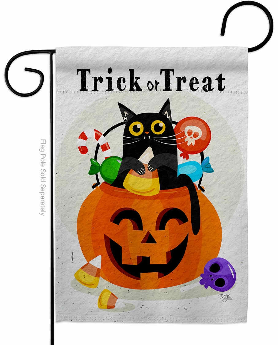 Silly Halloween Kitty Garden Flag