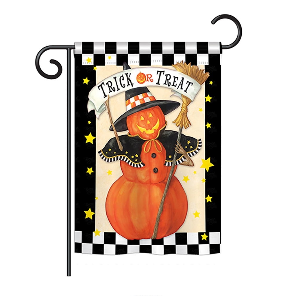 Jack-O-Lantern Witch Garden Flag