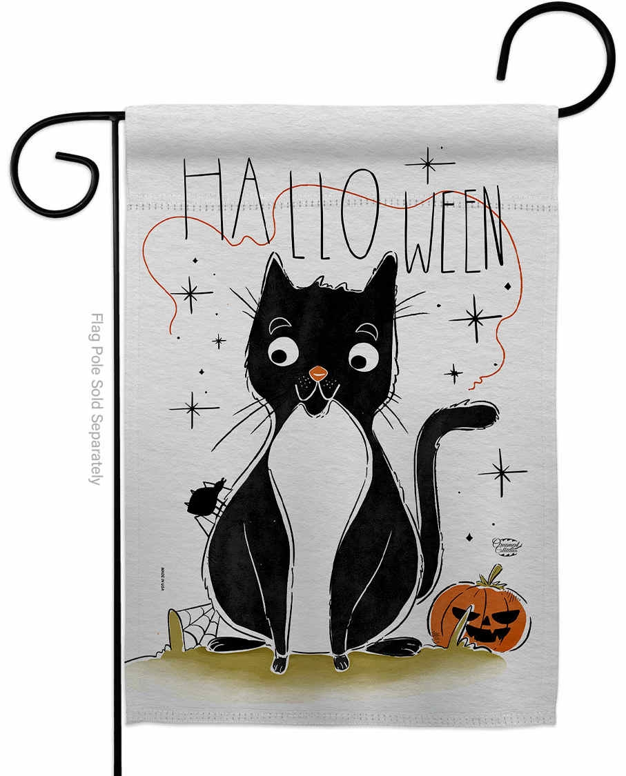 Halloween Tuxedo Cat Garden Flag