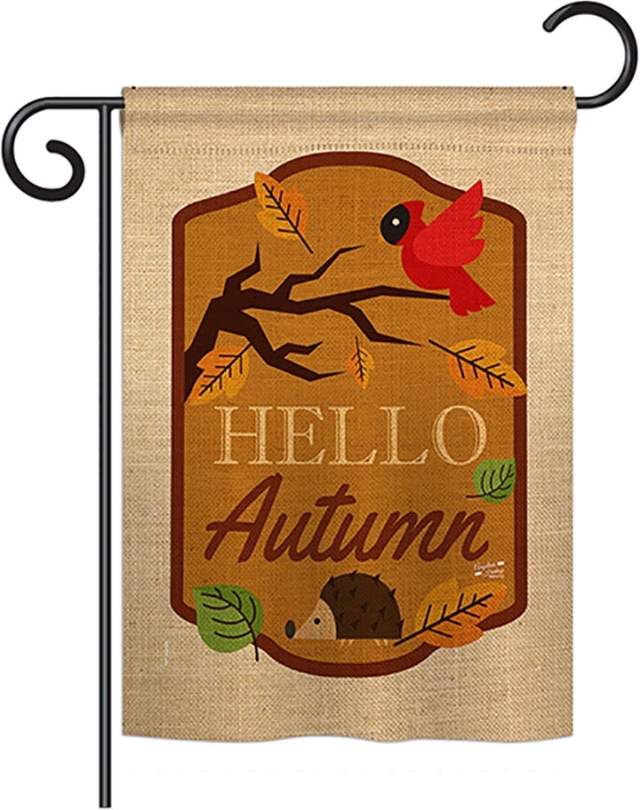 Hello Autumn Double Burlap Garden Flag