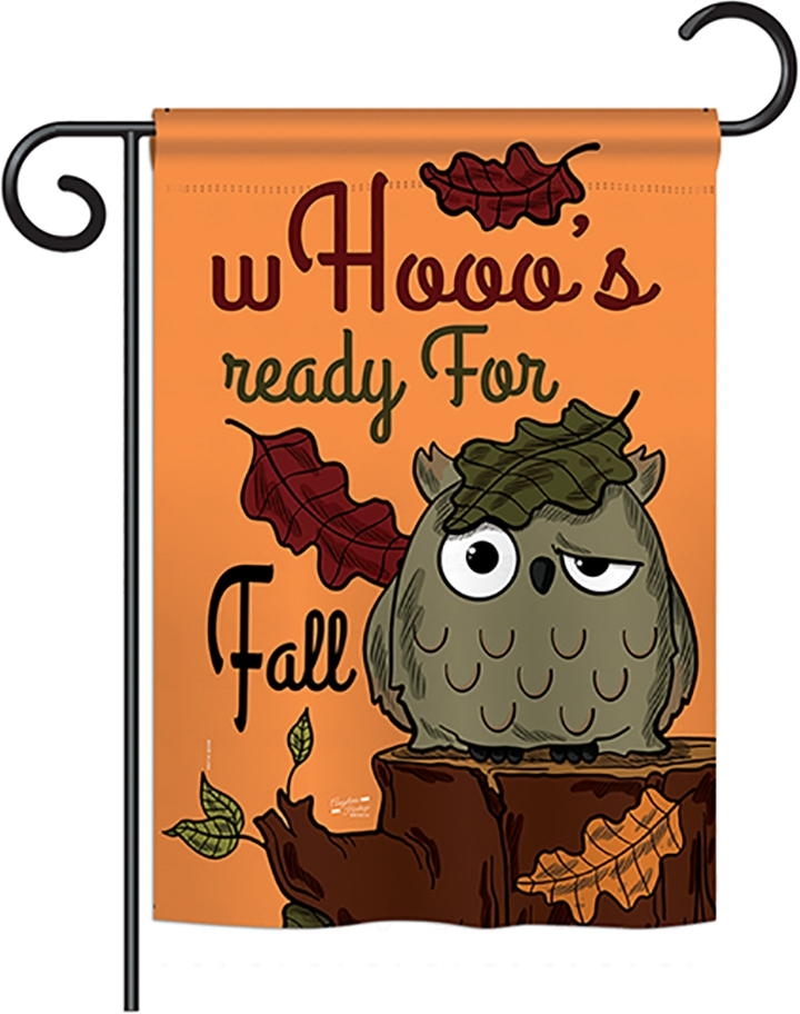 Whooo\'s Reday For Fall Garden Flag