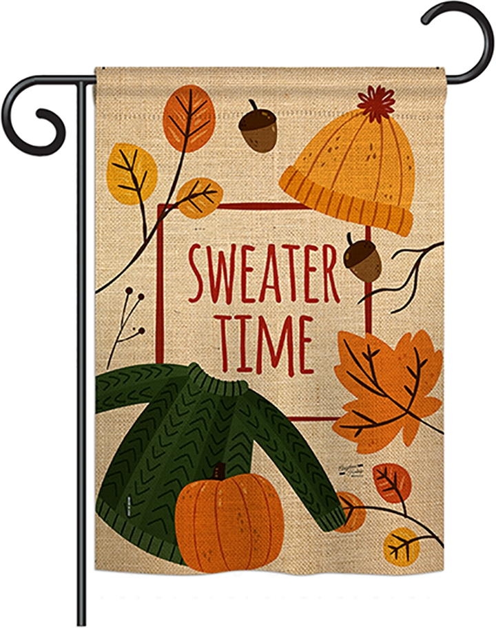 Sweater Time Double Burlap Garden Flag