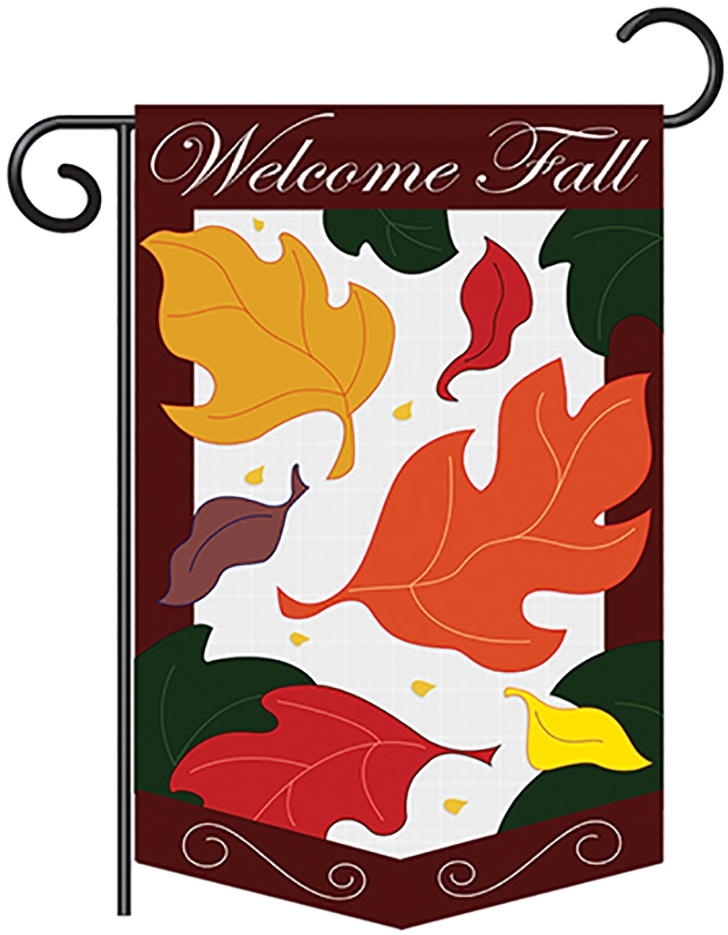 Welcome Fall Leaves Applique Garden Flag