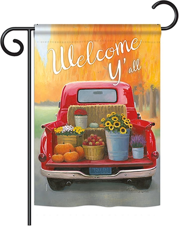 Welcome Harvest Truck Garden Flag