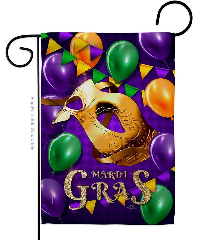 Mardi Gras Balloons Garden Flag