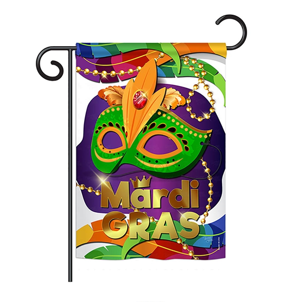 Mardi Gras Mask Garden Flag