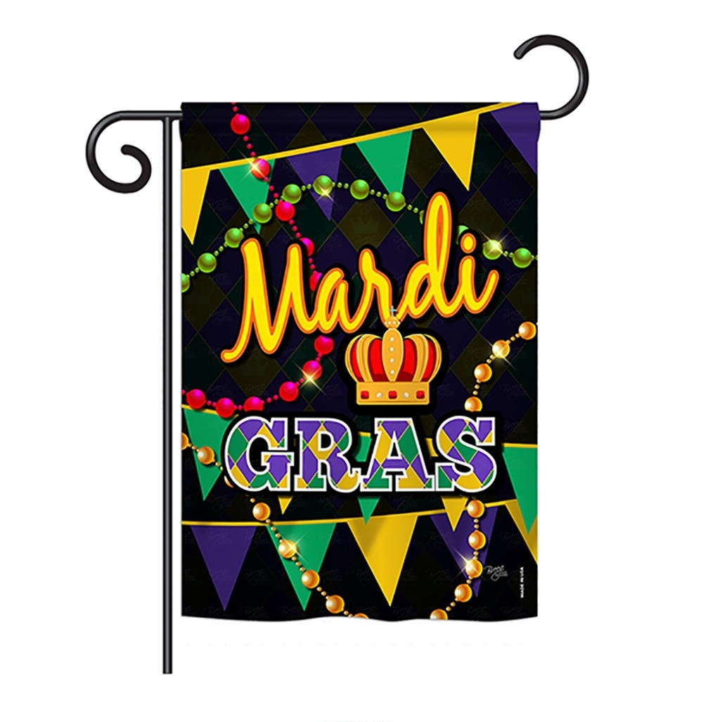 Time To Mardi Gras Garden Flag