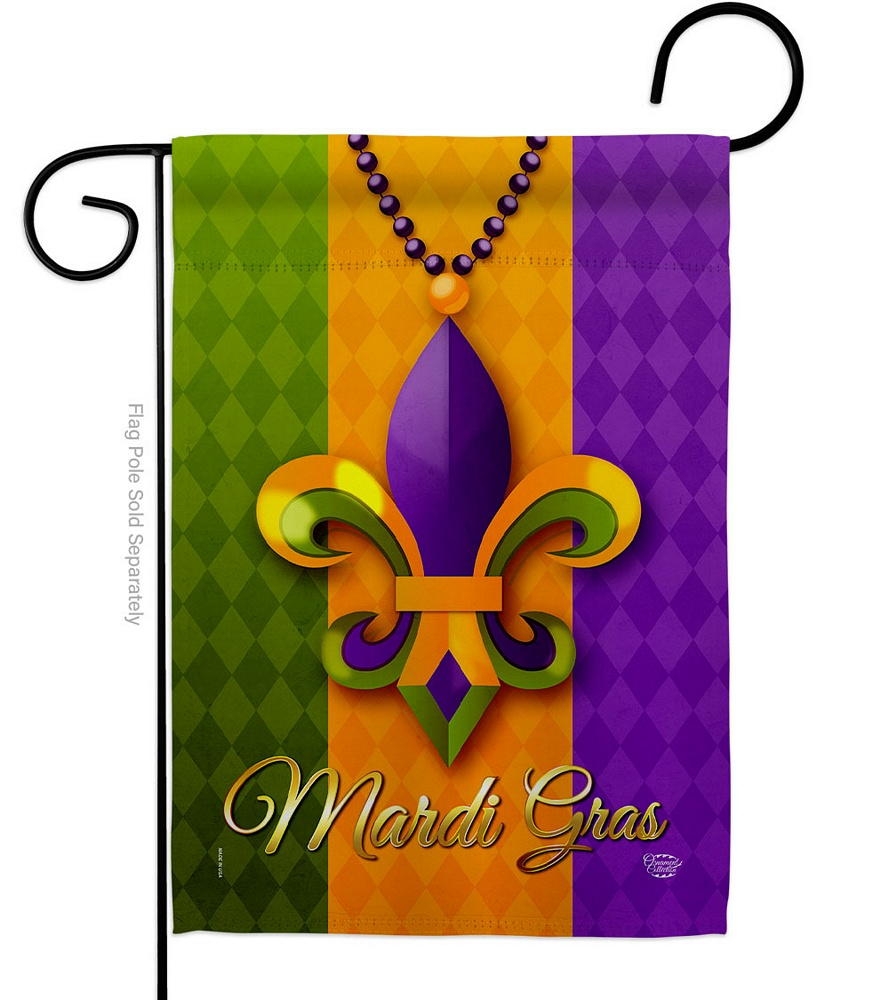 Mardi Gras Beeds Garden Flag