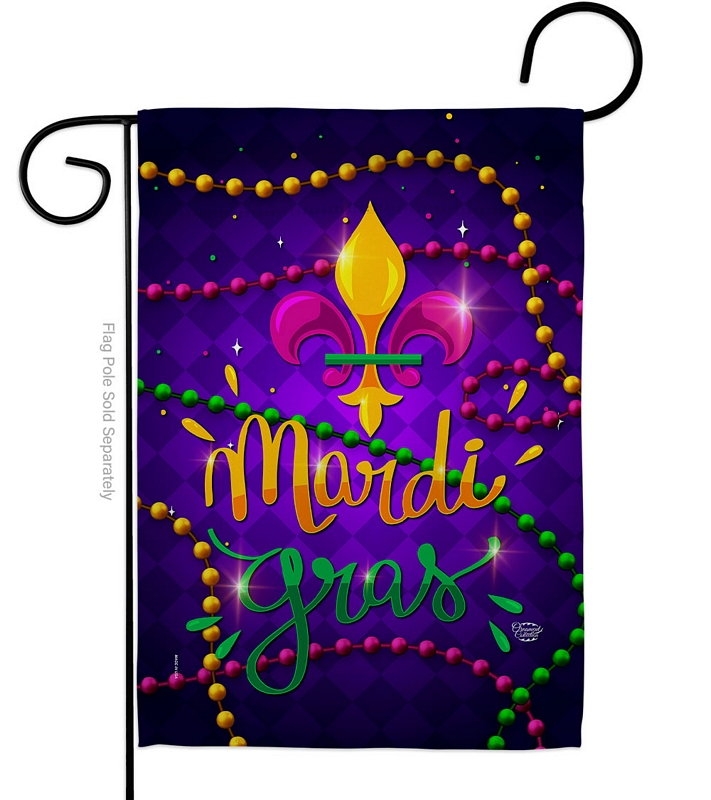 Mardi Gras Beads Garden Flag