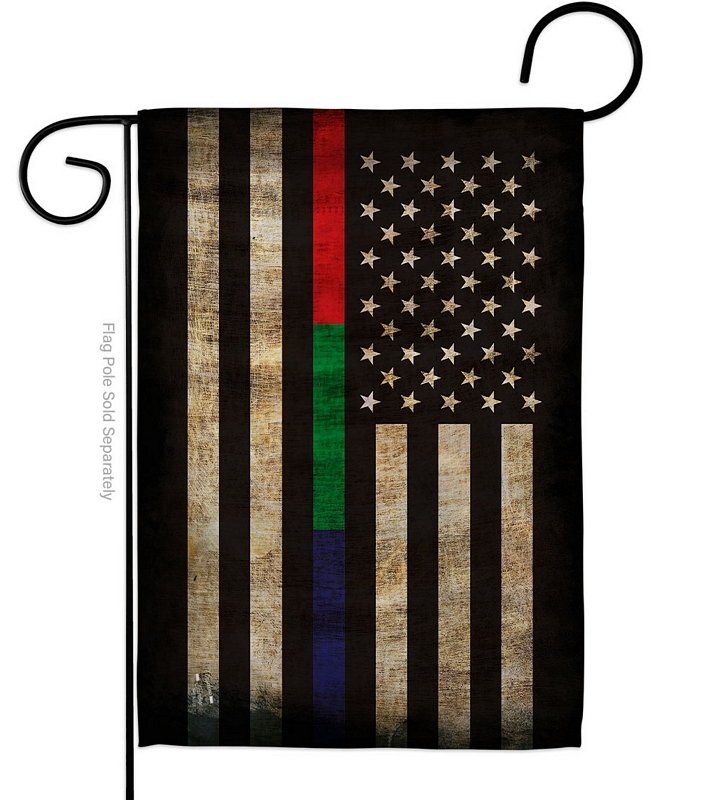 Thin Blue Green Red Line Decorative Garden Flag