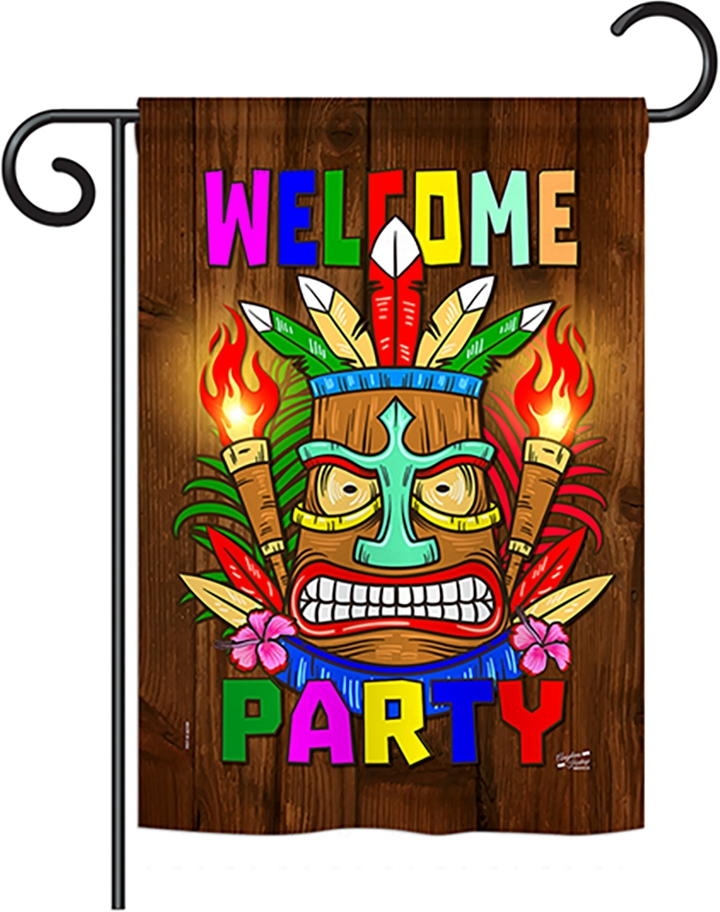 Welcome Tiki Party Garden Flag