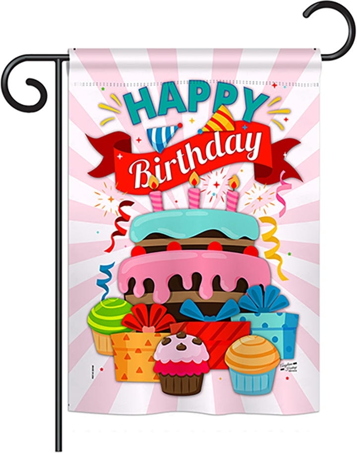 Happy Birthday Cake Garden Flag