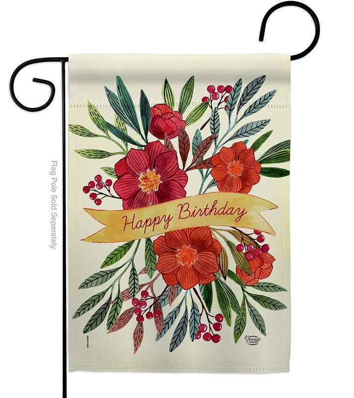 Happy Birthday Flowers Garden Flag