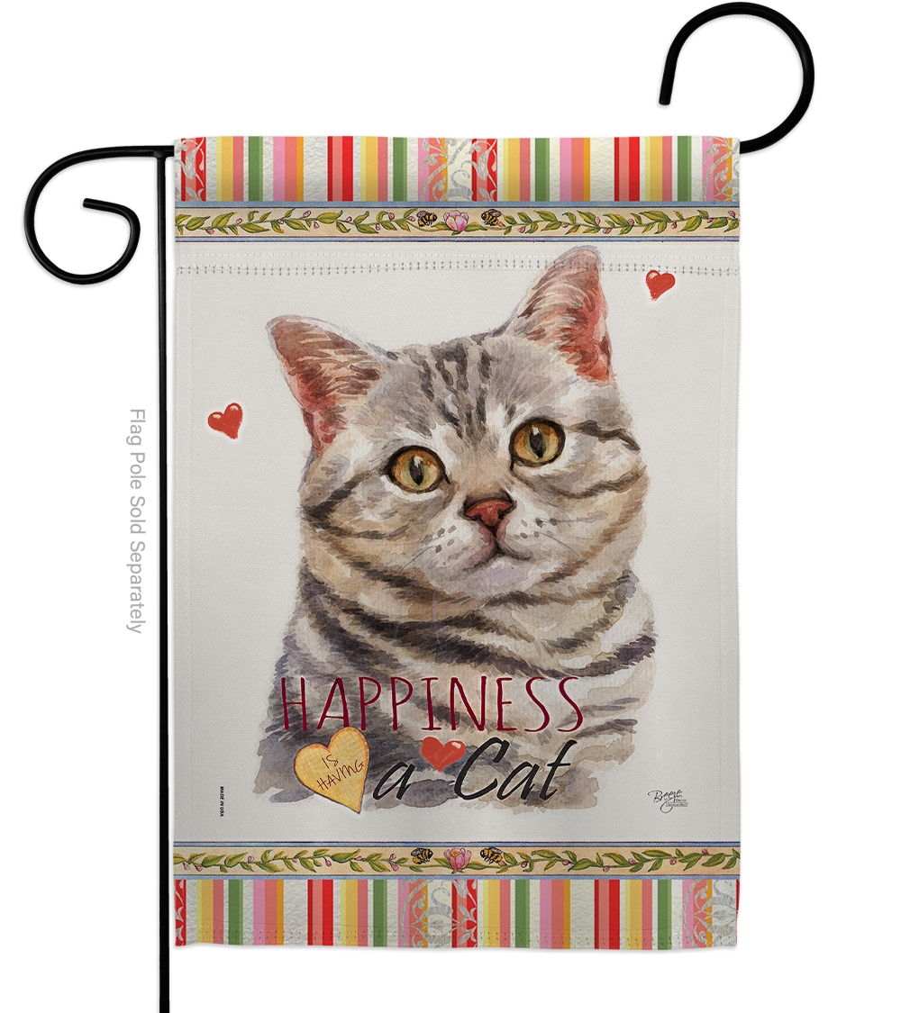 Gray American Short Hair Happiness Garden Flag