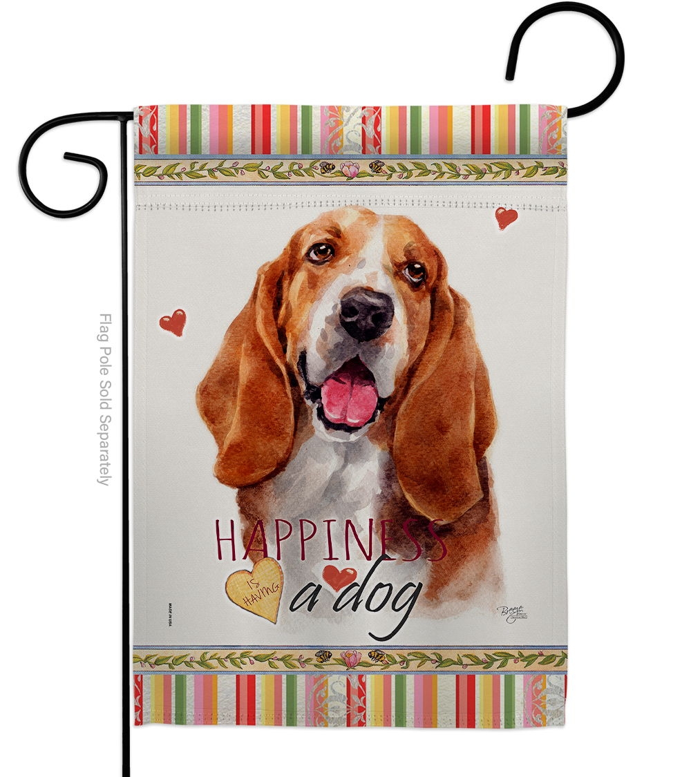 Basset Hound Happiness Garden Flag