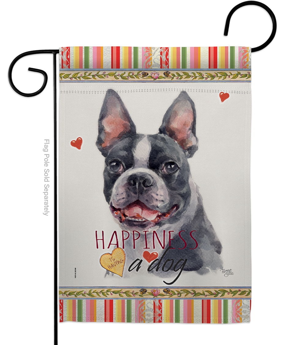 Boston Terrier Happiness Garden Flag
