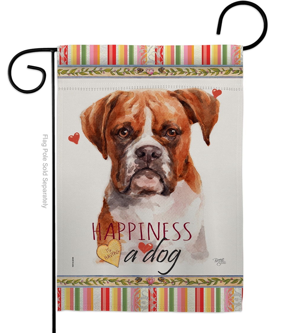 Boxer Happiness Garden Flag