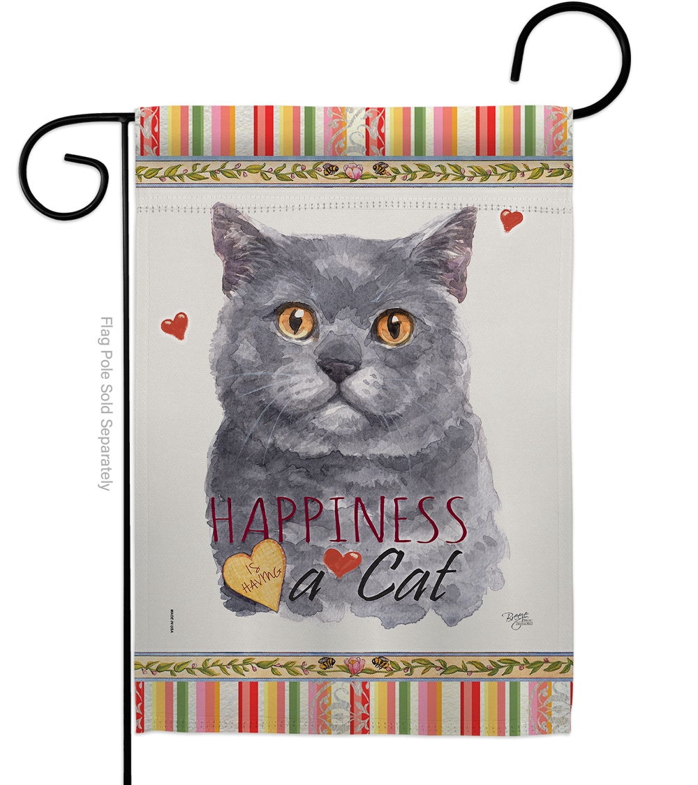 Blue British Short Hair Happiness Garden Flag