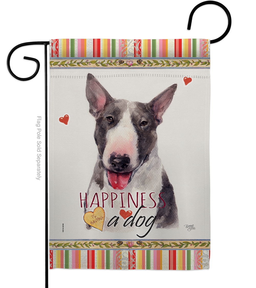 Bull Terrier Happiness Garden Flag