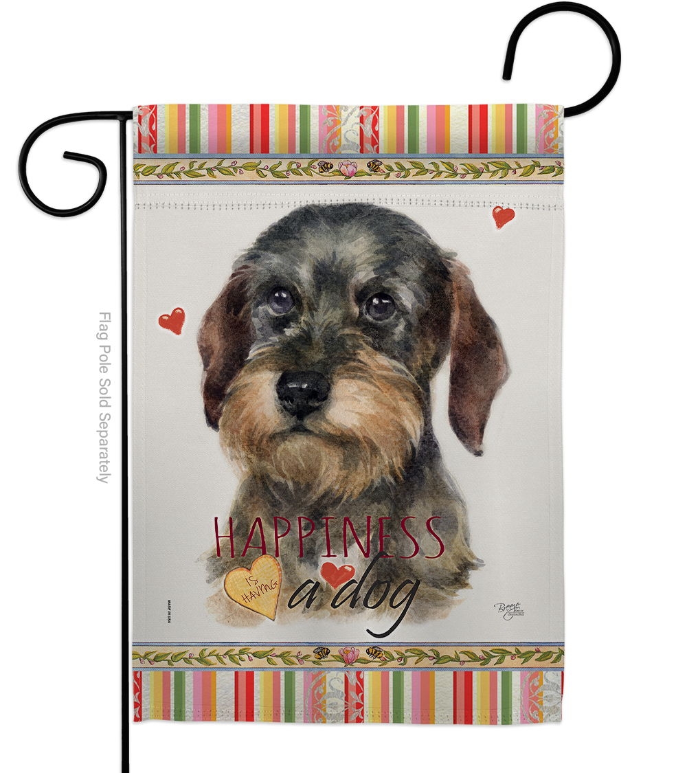 Wire Haired Dachshund Happiness Garden Flag